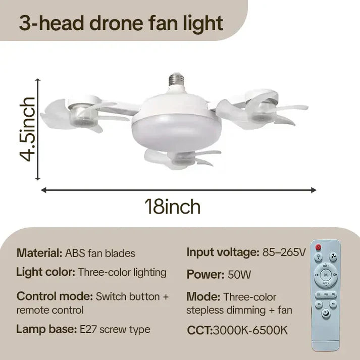 💡 E27 Socket Ceiling Fan Light – 2-in-1 LED Fan Bulb with Remote Control for Bedroom, Kitchen & Home Cooling