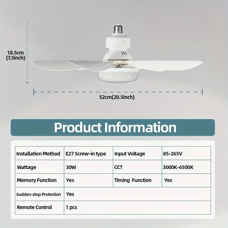 🏆LAST DAY SALE 30% OFF🔥SmartBreez™ LED Ceiling Fan Light – 20.5” Ultra-Quiet with Remote 🎯 | E27 + FREE B22 Adapter 🔌 | For Bedroom 😴, Kitchen 👩‍🍳 & Garage 🛠️ – UK Ready! 🇬🇧