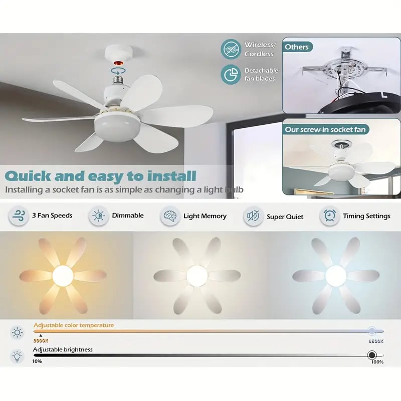 🏆LAST DAY SALE 30% OFF🔥SmartBreez™ LED Ceiling Fan Light – 20.5” Ultra-Quiet with Remote 🎯 | E27 + FREE B22 Adapter 🔌 | For Bedroom 😴, Kitchen 👩‍🍳 & Garage 🛠️ – UK Ready! 🇬🇧