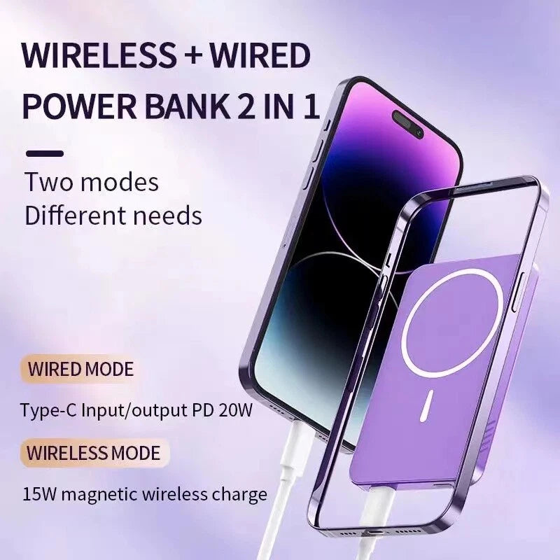 🏆️Flash Sale:40% OFF🎉70K+ SOLD! 🥳PD22.5W 5000/10000/200000mAh Magnetic Wireless Power Bank Fast Charger Portable Battery