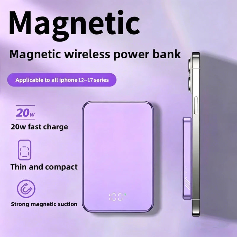 🏆️Flash Sale:40% OFF🎉70K+ SOLD! 🥳PD22.5W 5000/10000/200000mAh Magnetic Wireless Power Bank Fast Charger Portable Battery