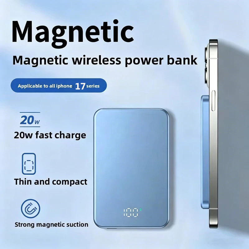 🏆️Flash Sale:40% OFF🎉70K+ SOLD! 🥳PD22.5W 5000/10000/200000mAh Magnetic Wireless Power Bank Fast Charger Portable Battery